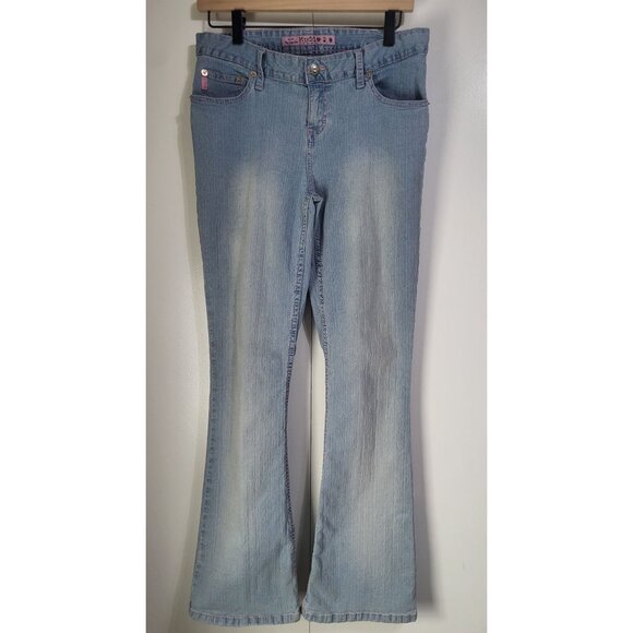 MUDD Juniors SZ 9 90's y2k Distressed Destroyed Light Wash Denim Jeans - Picture 1 of 10